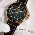 Perfect Replica Panerai Submersible Rose Gold Watch Power Reserve Face